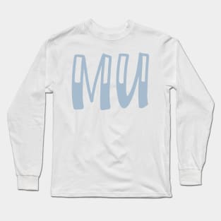 Light Blue Mu Letter Long Sleeve T-Shirt